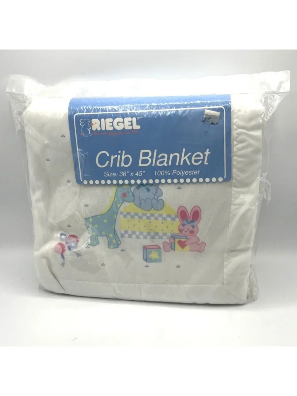 Vintage Riegel Crib Blanket Animals Satin Trim Baby 36x45